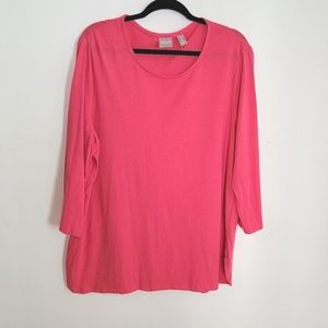 Chicos Shirt Womens 3 US XL Fuschia Modal Cotton Casual Comfort Pullover Top